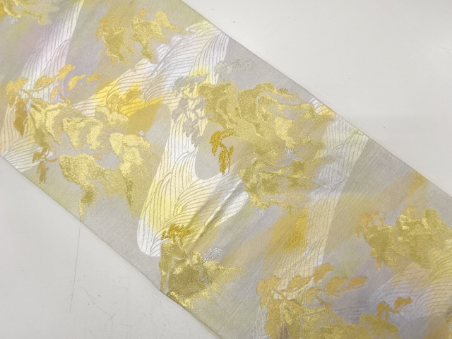 JAPANESE KIMONO / ANTIQUE FUKURO OBI / SILK / WOVEN PINE & STREAM